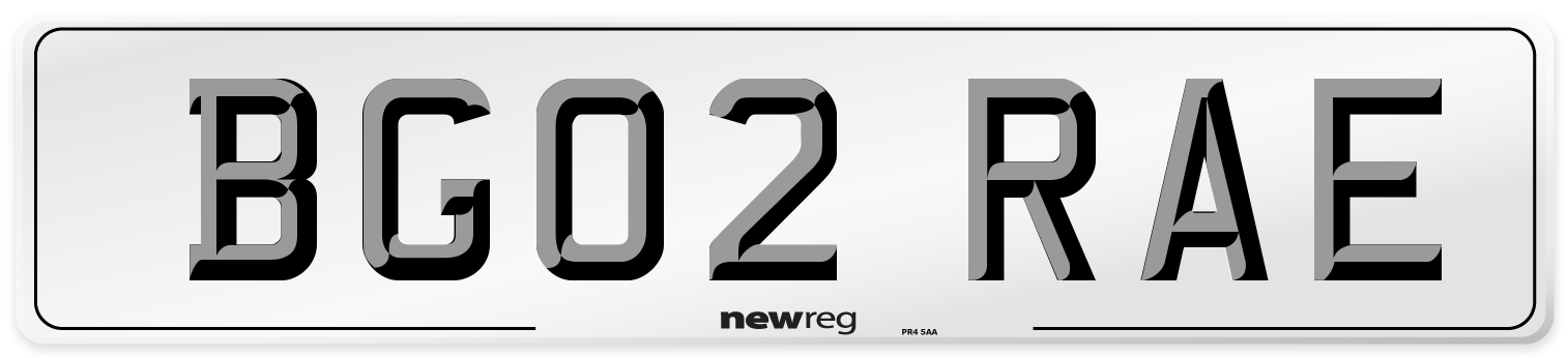 BG02 RAE Number Plate from New Reg